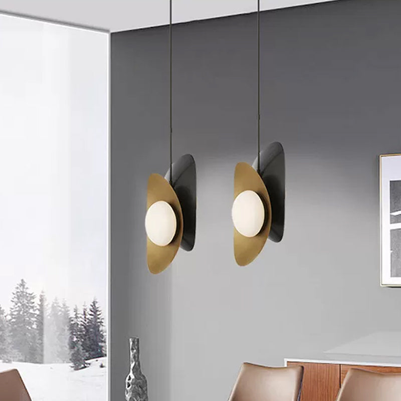 Designer Pebble Pendant Light Kit Opal Frosted Glass 2 Lights Postmodern Style Hanging Light in Black-Gold/Gold Clearhalo 'Ceiling Lights' 'Modern Pendants' 'Modern' 'Pendant Lights' 'Pendants' Lighting' 1936942