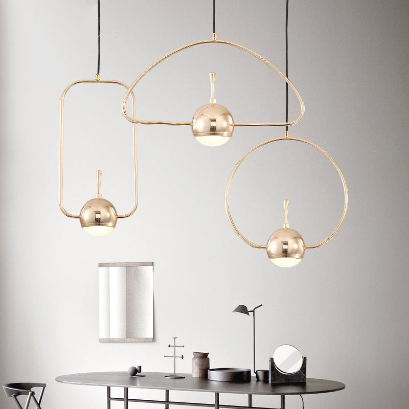 Minimalist LED Pendant Ceiling Light Rose Gold Round/Triangle/Rectangle Down Lighting with Dome Acrylic Shade Clearhalo 'Ceiling Lights' 'Modern Pendants' 'Modern' 'Pendant Lights' 'Pendants' Lighting' 1936959