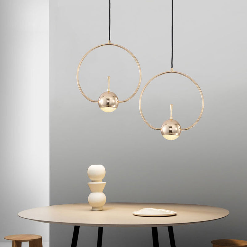 Minimalist LED Pendant Ceiling Light Rose Gold Round/Triangle/Rectangle Down Lighting with Dome Acrylic Shade Rose Gold C Clearhalo 'Ceiling Lights' 'Modern Pendants' 'Modern' 'Pendant Lights' 'Pendants' Lighting' 1936964