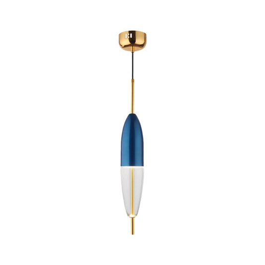 Blue Jar Hanging Pendant Postmodern 1-Light Aluminum Ceiling Light with Bottom Clear Glass Shade Clearhalo 'Ceiling Lights' 'Glass shade' 'Glass' 'Modern Pendants' 'Modern' 'Pendant Lights' 'Pendants' Lighting' 1936978