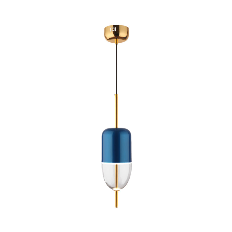 Blue Jar Hanging Pendant Postmodern 1-Light Aluminum Ceiling Light with Bottom Clear Glass Shade Clearhalo 'Ceiling Lights' 'Glass shade' 'Glass' 'Modern Pendants' 'Modern' 'Pendant Lights' 'Pendants' Lighting' 1936982