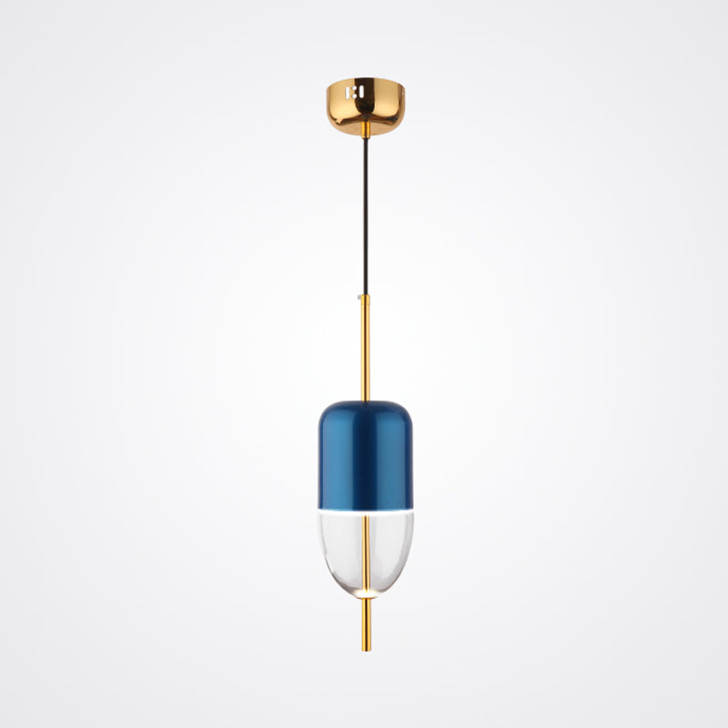 Blue Jar Hanging Pendant Postmodern 1-Light Aluminum Ceiling Light with Bottom Clear Glass Shade Clearhalo 'Ceiling Lights' 'Glass shade' 'Glass' 'Modern Pendants' 'Modern' 'Pendant Lights' 'Pendants' Lighting' 1936983