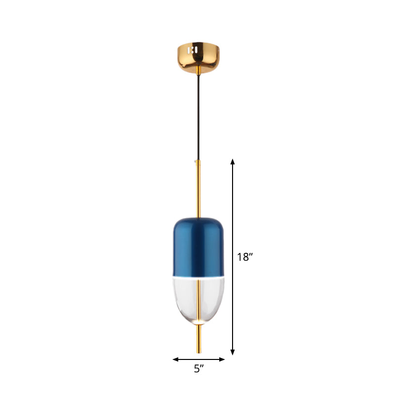 Blue Jar Hanging Pendant Postmodern 1-Light Aluminum Ceiling Light with Bottom Clear Glass Shade Clearhalo 'Ceiling Lights' 'Glass shade' 'Glass' 'Modern Pendants' 'Modern' 'Pendant Lights' 'Pendants' Lighting' 1936984