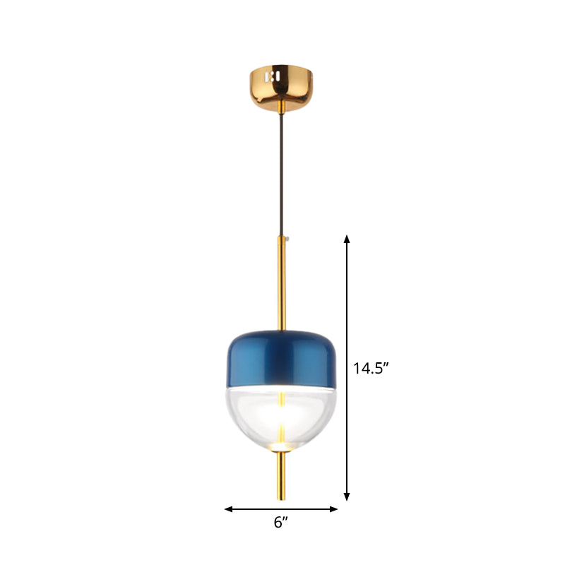 Blue Jar Hanging Pendant Postmodern 1-Light Aluminum Ceiling Light with Bottom Clear Glass Shade Clearhalo 'Ceiling Lights' 'Glass shade' 'Glass' 'Modern Pendants' 'Modern' 'Pendant Lights' 'Pendants' Lighting' 1936987