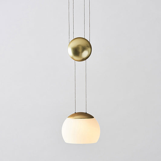 Hemisphere Frosted Glass Pendant Light Kit Novelty Postmodern Single Rose Gold/Gold Ceiling Hang Light with Mobile Ball Clearhalo 'Ceiling Lights' 'Modern Pendants' 'Modern' 'Pendant Lights' 'Pendants' Lighting' 1936991