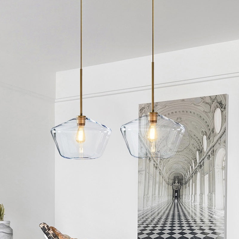 Postmodern Gyro/Gem/Diamond Pendant Light Clear Glass 1-Light Restaurant Hanging Ceiling Light in Gold Clearhalo 'Ceiling Lights' 'Modern Pendants' 'Modern' 'Pendant Lights' 'Pendants' Lighting' 1937035