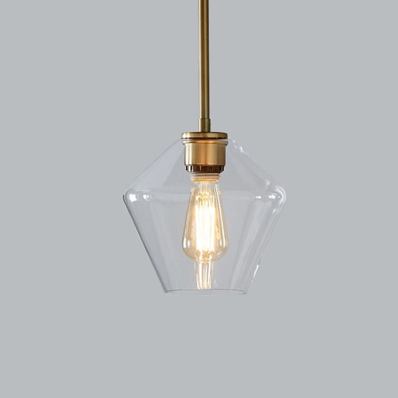 Postmodern Gyro/Gem/Diamond Pendant Light Clear Glass 1-Light Restaurant Hanging Ceiling Light in Gold Clearhalo 'Ceiling Lights' 'Modern Pendants' 'Modern' 'Pendant Lights' 'Pendants' Lighting' 1937041