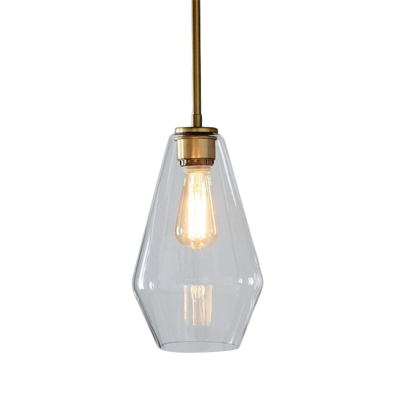 Postmodern Gyro/Gem/Diamond Pendant Light Clear Glass 1-Light Restaurant Hanging Ceiling Light in Gold Clearhalo 'Ceiling Lights' 'Modern Pendants' 'Modern' 'Pendant Lights' 'Pendants' Lighting' 1937045