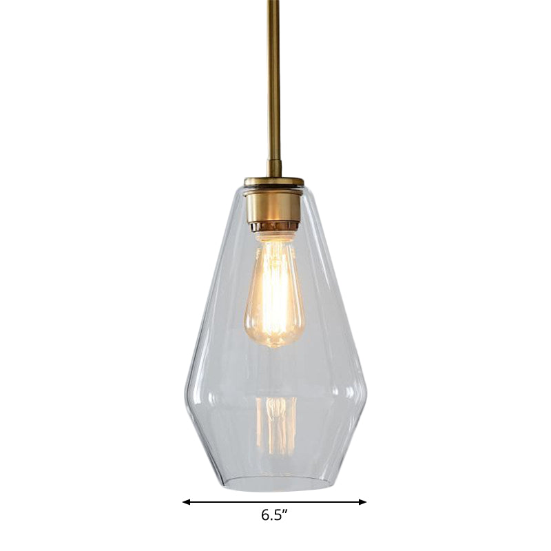 Postmodern Gyro/Gem/Diamond Pendant Light Clear Glass 1-Light Restaurant Hanging Ceiling Light in Gold Clearhalo 'Ceiling Lights' 'Modern Pendants' 'Modern' 'Pendant Lights' 'Pendants' Lighting' 1937046