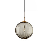 Globe Bedside Pendulum Light Blue/Smoke Grey/Purple Glass 1 Bulb Postmodern Ceiling Pendant Lamp in Black Clearhalo 'Ceiling Lights' 'Glass shade' 'Glass' 'Modern Pendants' 'Modern' 'Pendant Lights' 'Pendants' Lighting' 1937133