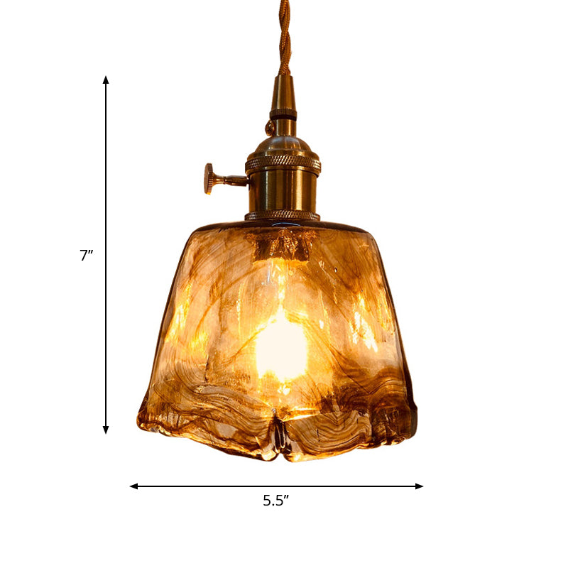 Trapezoid/Cone/Cuboid Hanging Light Modernist Amber Alabaster Glass 1 Light Brass Down Lighting Pendant for Dining Room Clearhalo 'Ceiling Lights' 'Glass shade' 'Glass' 'Modern Pendants' 'Modern' 'Pendant Lights' 'Pendants' Lighting' 1937157