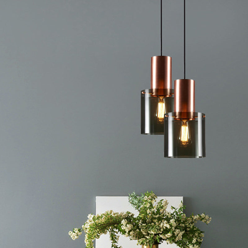 Rose Gold/Gold Bottle Pendant Lamp Modern Style 1-Bulb Smoky Grey Glass Ceiling Hang Light for Kitchen Bar Clearhalo 'Ceiling Lights' 'Modern Pendants' 'Modern' 'Pendant Lights' 'Pendants' Lighting' 1937196