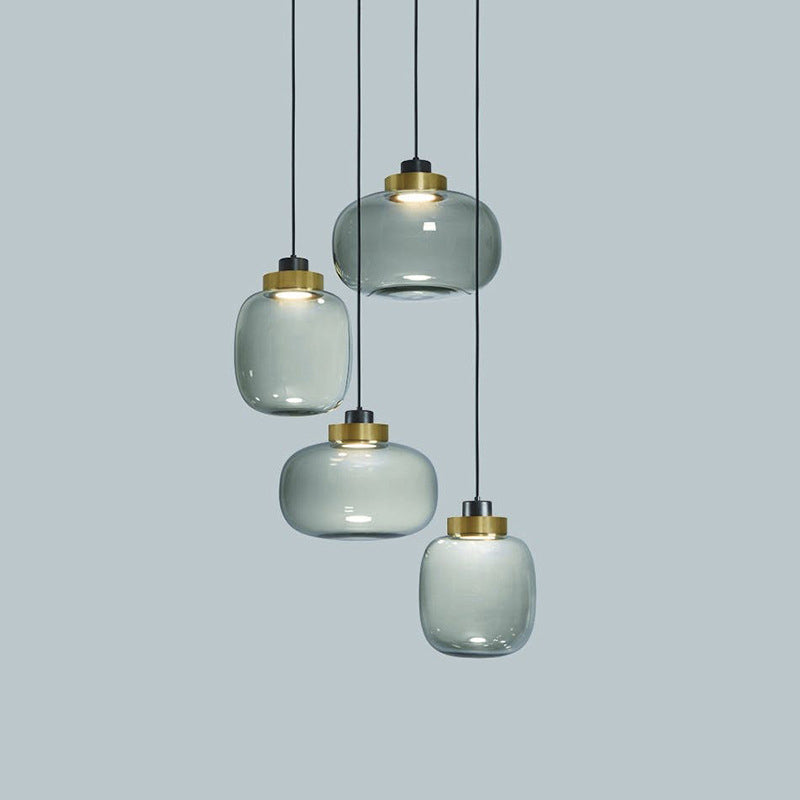 Ellipse Down Lighting Pendant Modern Smoke Grey Glass Living Room Pendulum Light in Warm/White/Natural Light Clearhalo 'Ceiling Lights' 'Glass shade' 'Glass' 'Modern Pendants' 'Modern' 'Pendant Lights' 'Pendants' Lighting' 1937221