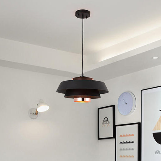 Metallic 3-Tier Round Hanging Pendant Modern Black/White and Rose Gold LED Ceiling Light Fixture Clearhalo 'Ceiling Lights' 'Modern Pendants' 'Modern' 'Pendant Lights' 'Pendants' Lighting' 1937338