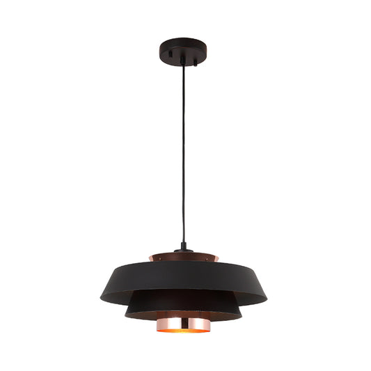 Metallic 3-Tier Round Hanging Pendant Modern Black/White and Rose Gold LED Ceiling Light Fixture Clearhalo 'Ceiling Lights' 'Modern Pendants' 'Modern' 'Pendant Lights' 'Pendants' Lighting' 1937339