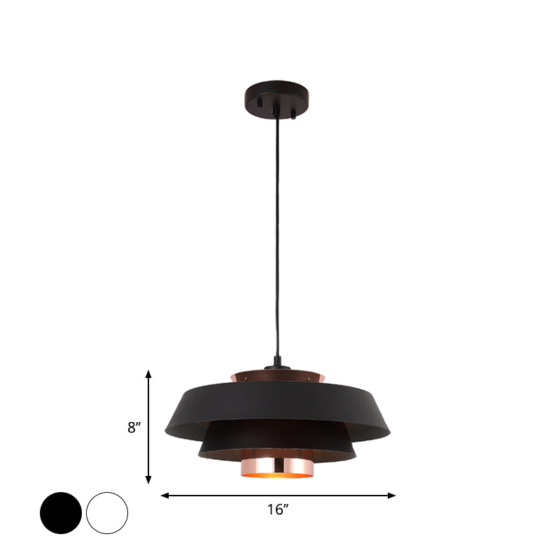 Metallic 3-Tier Round Hanging Pendant Modern Black/White and Rose Gold LED Ceiling Light Fixture Clearhalo 'Ceiling Lights' 'Modern Pendants' 'Modern' 'Pendant Lights' 'Pendants' Lighting' 1937340