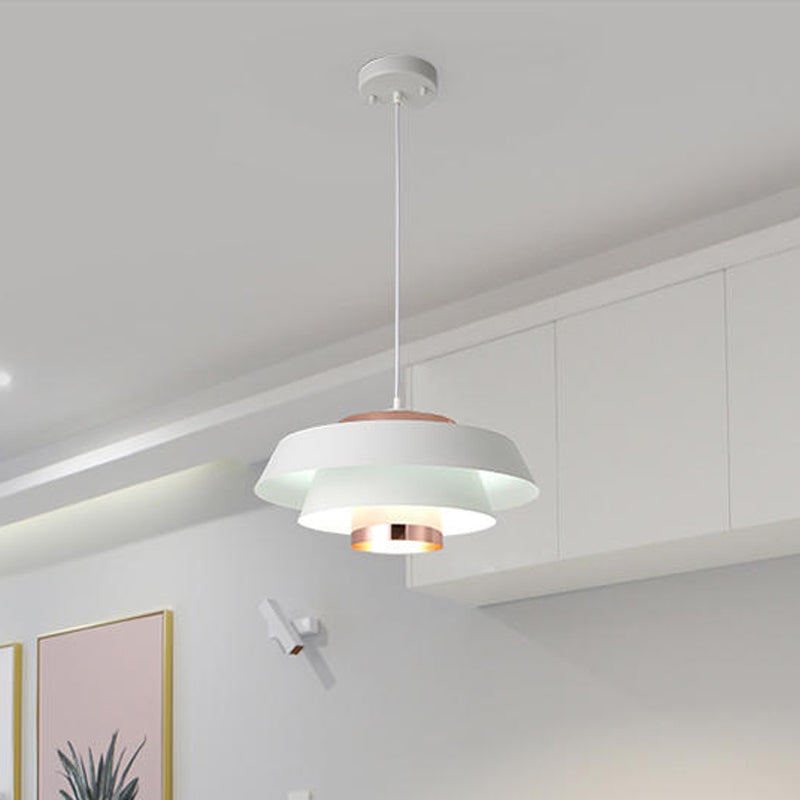 Metallic 3-Tier Round Hanging Pendant Modern Black/White and Rose Gold LED Ceiling Light Fixture Clearhalo 'Ceiling Lights' 'Modern Pendants' 'Modern' 'Pendant Lights' 'Pendants' Lighting' 1937342