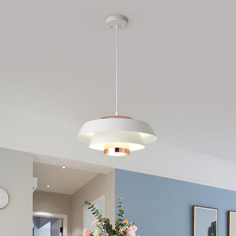Metallic 3-Tier Round Hanging Pendant Modern Black/White and Rose Gold LED Ceiling Light Fixture Clearhalo 'Ceiling Lights' 'Modern Pendants' 'Modern' 'Pendant Lights' 'Pendants' Lighting' 1937343