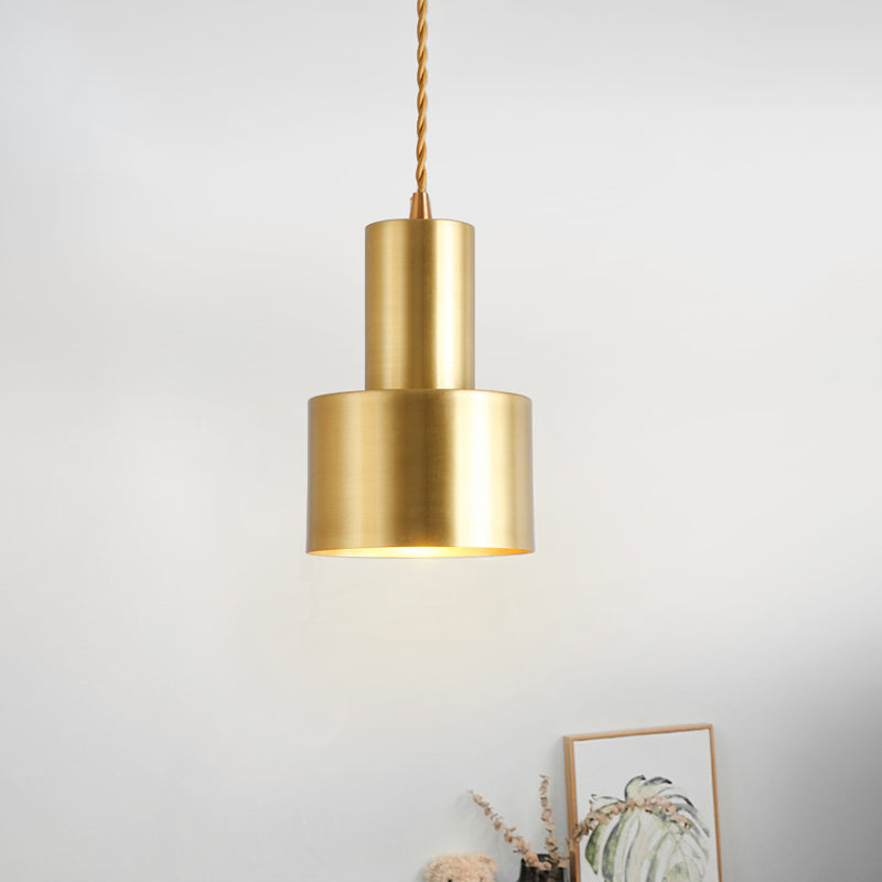 Gold Conical/Hoop/Grenade Hanging Lamp Postmodern 1-Light Metal/Clear Glass Suspension Pendant for Restaurant Gold C Clearhalo 'Ceiling Lights' 'Modern Pendants' 'Modern' 'Pendant Lights' 'Pendants' Lighting' 1937346