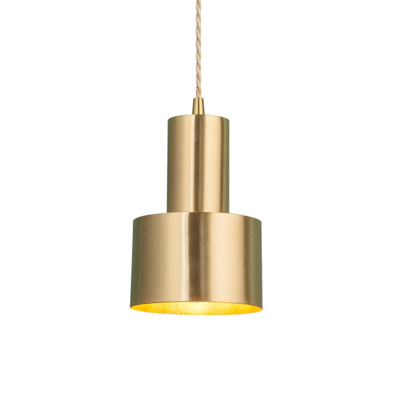 Gold Conical/Hoop/Grenade Hanging Lamp Postmodern 1-Light Metal/Clear Glass Suspension Pendant for Restaurant Clearhalo 'Ceiling Lights' 'Modern Pendants' 'Modern' 'Pendant Lights' 'Pendants' Lighting' 1937348