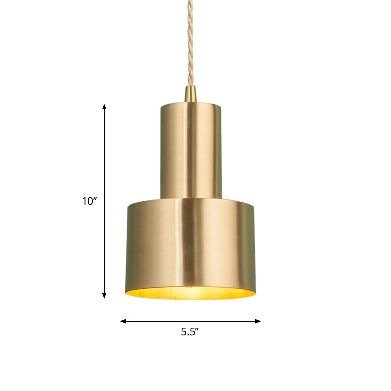 Gold Conical/Hoop/Grenade Hanging Lamp Postmodern 1-Light Metal/Clear Glass Suspension Pendant for Restaurant Clearhalo 'Ceiling Lights' 'Modern Pendants' 'Modern' 'Pendant Lights' 'Pendants' Lighting' 1937349