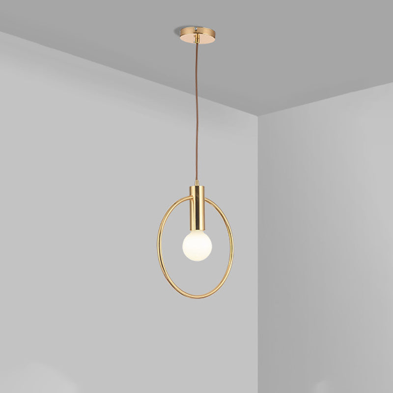 Gold Conical/Hoop/Grenade Hanging Lamp Postmodern 1-Light Metal/Clear Glass Suspension Pendant for Restaurant Clearhalo 'Ceiling Lights' 'Modern Pendants' 'Modern' 'Pendant Lights' 'Pendants' Lighting' 1937351