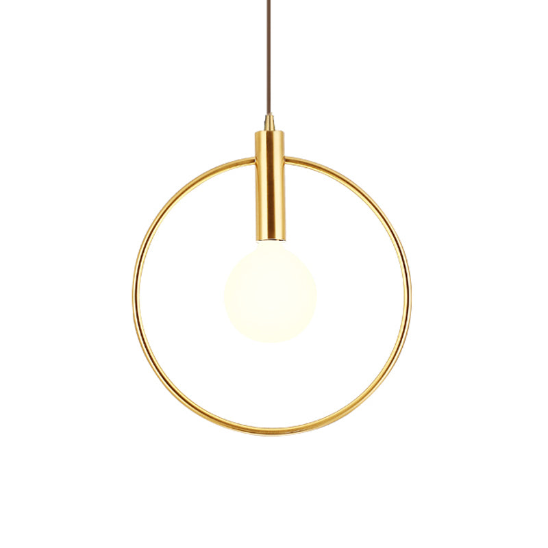 Gold Conical/Hoop/Grenade Hanging Lamp Postmodern 1-Light Metal/Clear Glass Suspension Pendant for Restaurant Clearhalo 'Ceiling Lights' 'Modern Pendants' 'Modern' 'Pendant Lights' 'Pendants' Lighting' 1937352