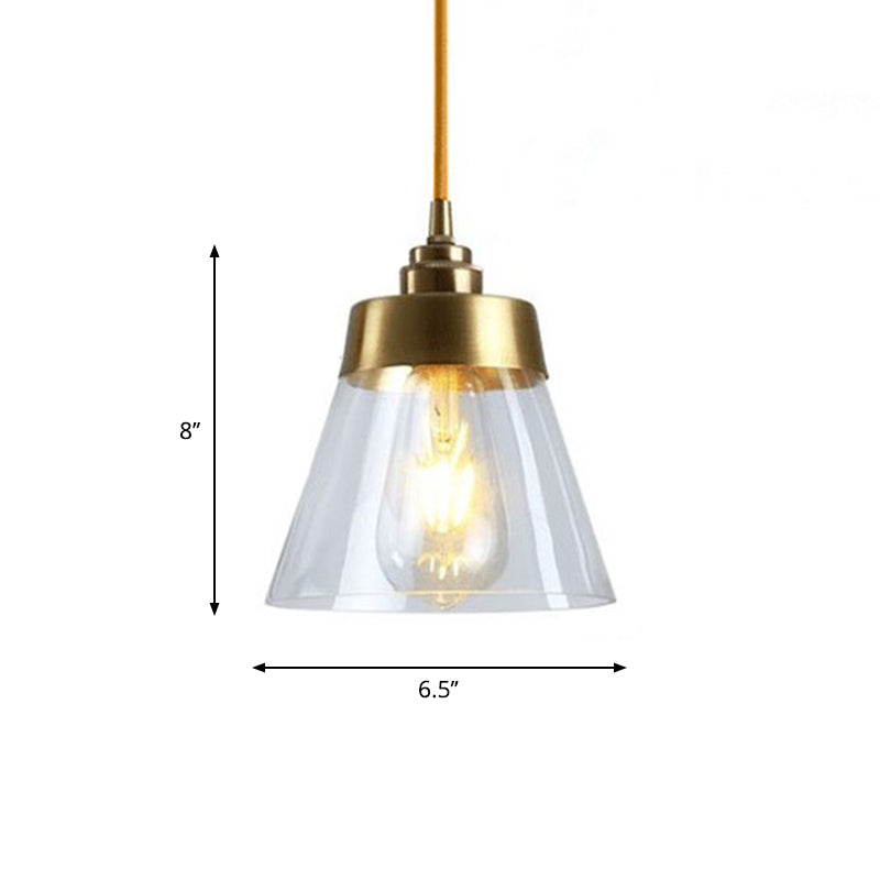 Gold Conical/Hoop/Grenade Hanging Lamp Postmodern 1-Light Metal/Clear Glass Suspension Pendant for Restaurant Clearhalo 'Ceiling Lights' 'Modern Pendants' 'Modern' 'Pendant Lights' 'Pendants' Lighting' 1937357