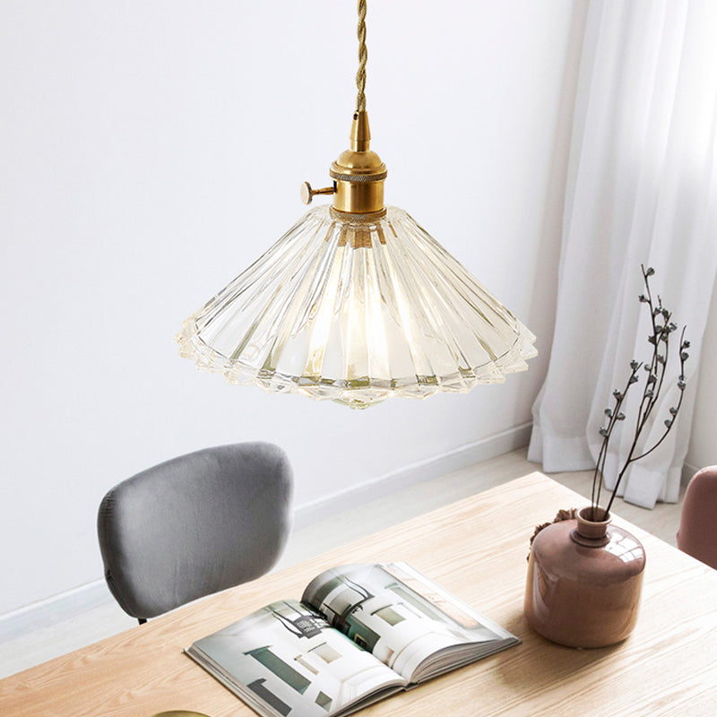 Post-Modern 1 Head Drop Pendant Gold Floral/Bowl/Cone Hanging Lamp Kit with Frosted/Clear Glass Shade Gold A Clearhalo 'Ceiling Lights' 'Glass shade' 'Glass' 'Modern Pendants' 'Modern' 'Pendant Lights' 'Pendants' Lighting' 1937359