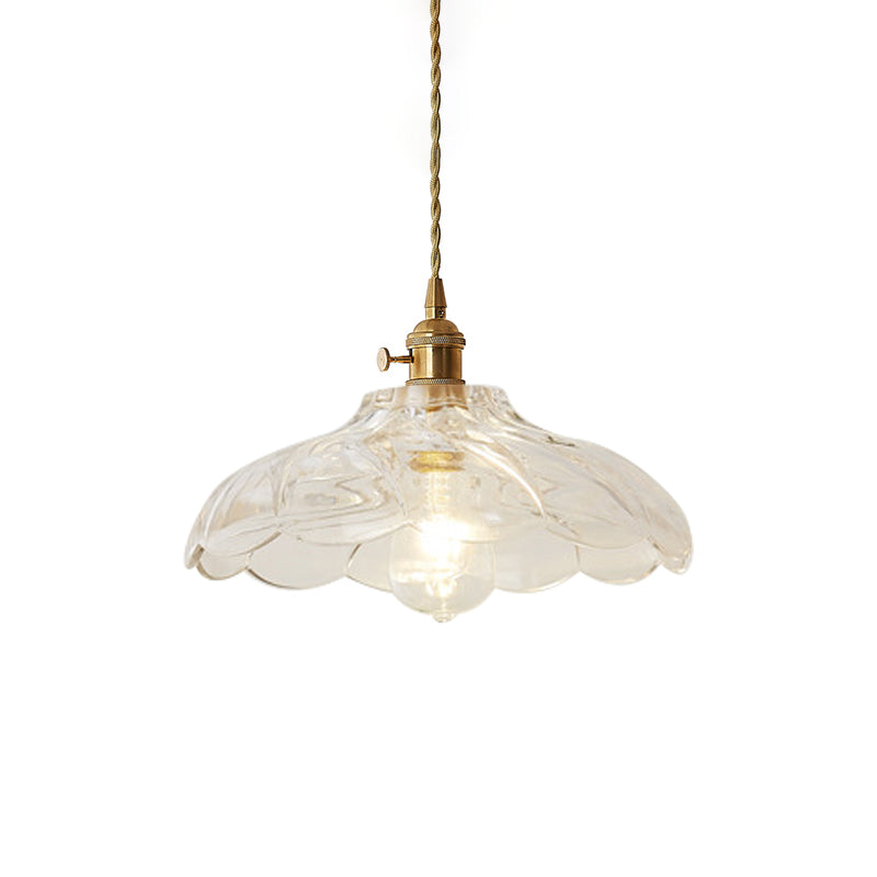 Post-Modern 1 Head Drop Pendant Gold Floral/Bowl/Cone Hanging Lamp Kit with Frosted/Clear Glass Shade Clearhalo 'Ceiling Lights' 'Glass shade' 'Glass' 'Modern Pendants' 'Modern' 'Pendant Lights' 'Pendants' Lighting' 1937364