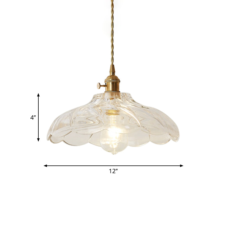 Post-Modern 1 Head Drop Pendant Gold Floral/Bowl/Cone Hanging Lamp Kit with Frosted/Clear Glass Shade Clearhalo 'Ceiling Lights' 'Glass shade' 'Glass' 'Modern Pendants' 'Modern' 'Pendant Lights' 'Pendants' Lighting' 1937365