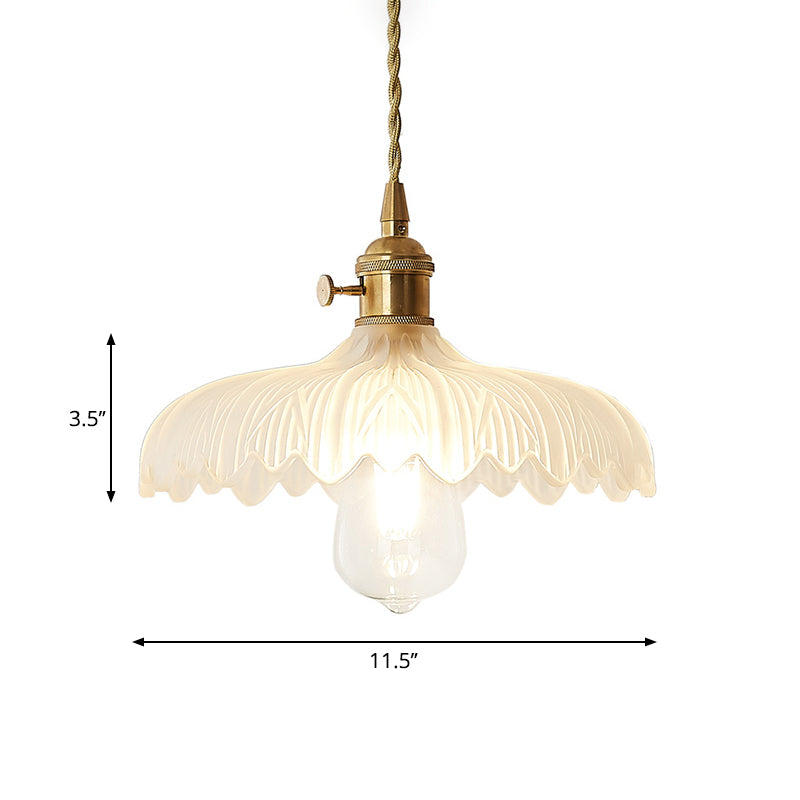 Post-Modern 1 Head Drop Pendant Gold Floral/Bowl/Cone Hanging Lamp Kit with Frosted/Clear Glass Shade Clearhalo 'Ceiling Lights' 'Glass shade' 'Glass' 'Modern Pendants' 'Modern' 'Pendant Lights' 'Pendants' Lighting' 1937368