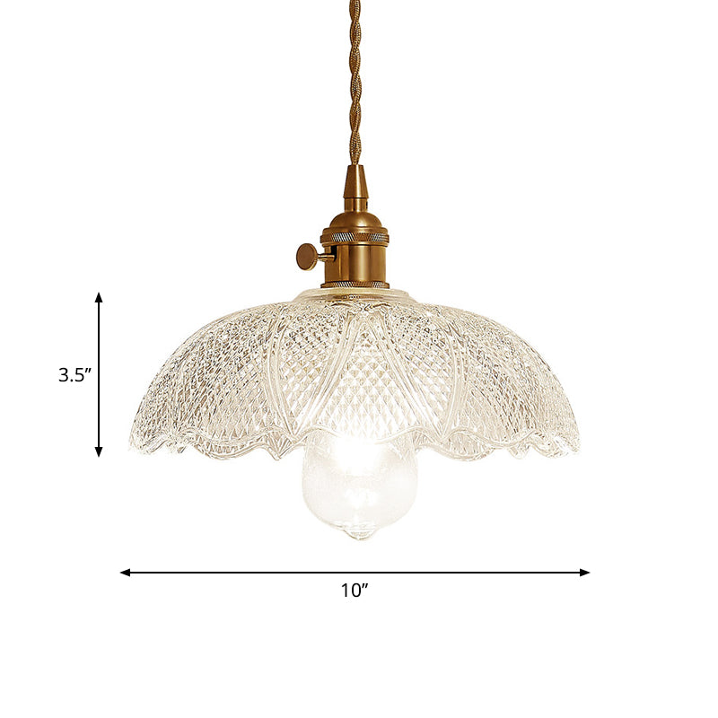 Post-Modern 1 Head Drop Pendant Gold Floral/Bowl/Cone Hanging Lamp Kit with Frosted/Clear Glass Shade Clearhalo 'Ceiling Lights' 'Glass shade' 'Glass' 'Modern Pendants' 'Modern' 'Pendant Lights' 'Pendants' Lighting' 1937376