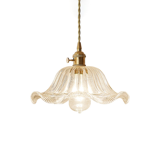Post-Modern 1 Head Drop Pendant Gold Floral/Bowl/Cone Hanging Lamp Kit with Frosted/Clear Glass Shade Clearhalo 'Ceiling Lights' 'Glass shade' 'Glass' 'Modern Pendants' 'Modern' 'Pendant Lights' 'Pendants' Lighting' 1937379