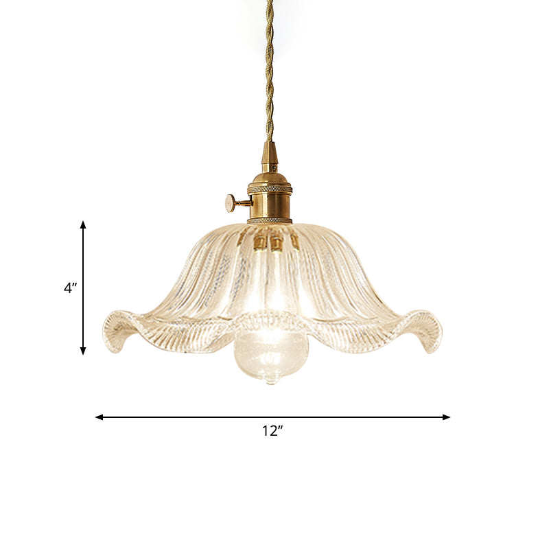 Post-Modern 1 Head Drop Pendant Gold Floral/Bowl/Cone Hanging Lamp Kit with Frosted/Clear Glass Shade Clearhalo 'Ceiling Lights' 'Glass shade' 'Glass' 'Modern Pendants' 'Modern' 'Pendant Lights' 'Pendants' Lighting' 1937380