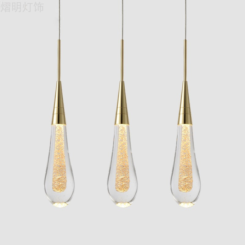 Stylish Modern Drop Shaped Pendant Clear Crystal 1 Light Dining Room Ceiling Hang Lamp in Gold Clearhalo 'Ceiling Lights' 'Modern Pendants' 'Modern' 'Pendant Lights' 'Pendants' Lighting' 1937387