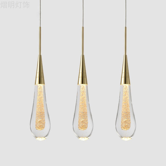 Stylish Modern Drop Shaped Pendant Clear Crystal 1 Light Dining Room Ceiling Hang Lamp in Gold Clearhalo 'Ceiling Lights' 'Modern Pendants' 'Modern' 'Pendant Lights' 'Pendants' Lighting' 1937387