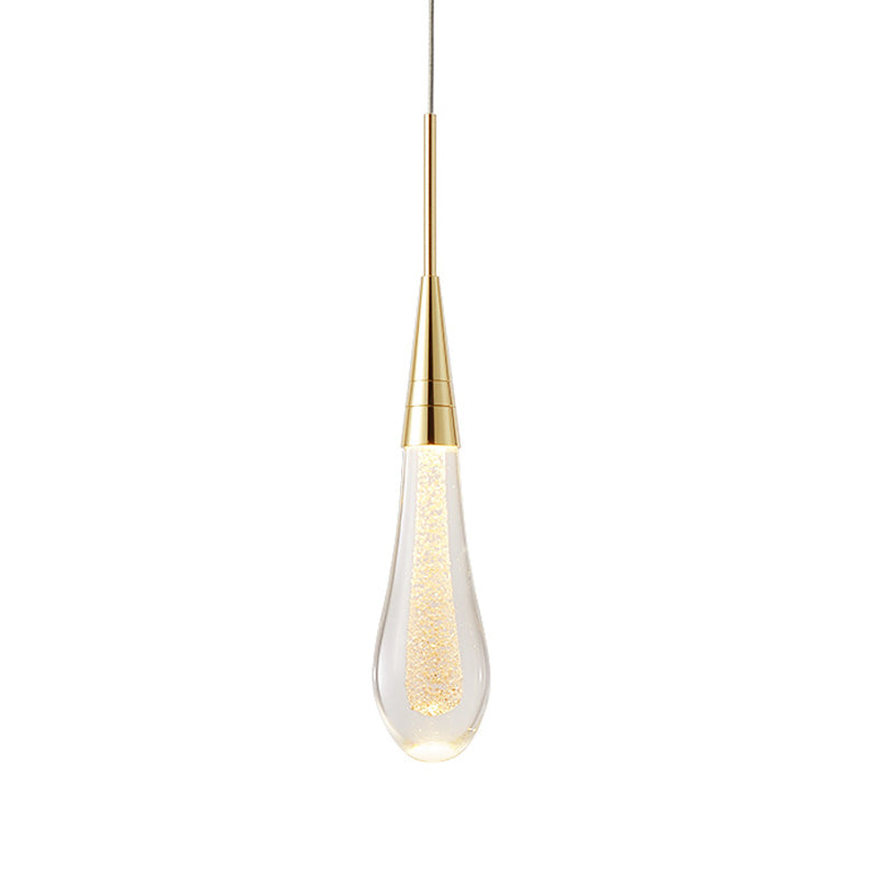 Stylish Modern Drop Shaped Pendant Clear Crystal 1 Light Dining Room Ceiling Hang Lamp in Gold Clearhalo 'Ceiling Lights' 'Modern Pendants' 'Modern' 'Pendant Lights' 'Pendants' Lighting' 1937388