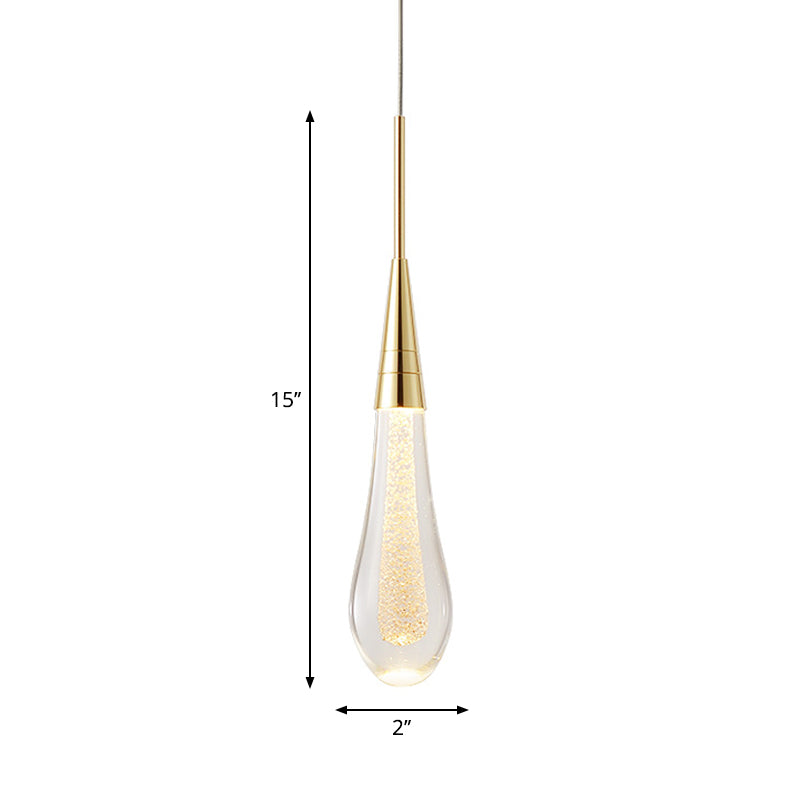 Stylish Modern Drop Shaped Pendant Clear Crystal 1 Light Dining Room Ceiling Hang Lamp in Gold Clearhalo 'Ceiling Lights' 'Modern Pendants' 'Modern' 'Pendant Lights' 'Pendants' Lighting' 1937389