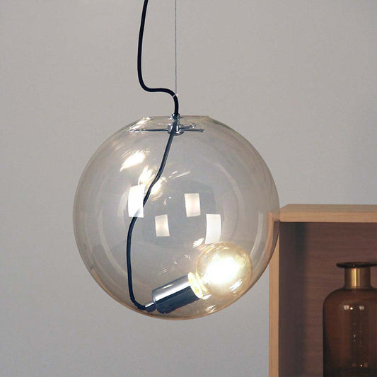 Sphere Dining Room Hanging Light Clear Glass 1 Bulb 8"/10"/12" Wide Simple Ceiling Pendant Clear Clearhalo 'Ceiling Lights' 'Glass shade' 'Glass' 'Modern Pendants' 'Modern' 'Pendant Lights' 'Pendants' Lighting' 1937420