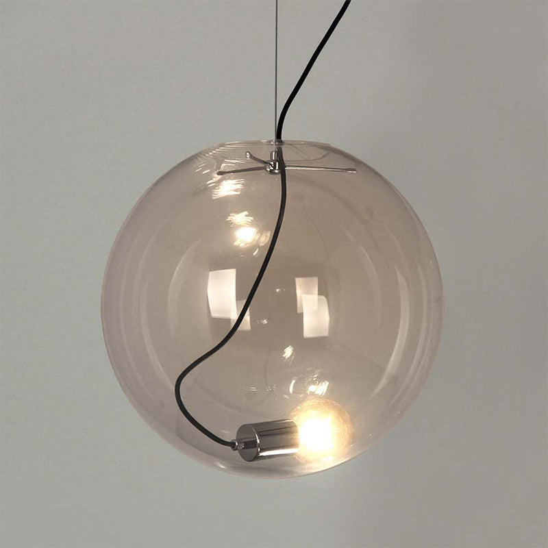 Sphere Dining Room Hanging Light Clear Glass 1 Bulb 8"/10"/12" Wide Simple Ceiling Pendant Clearhalo 'Ceiling Lights' 'Glass shade' 'Glass' 'Modern Pendants' 'Modern' 'Pendant Lights' 'Pendants' Lighting' 1937421