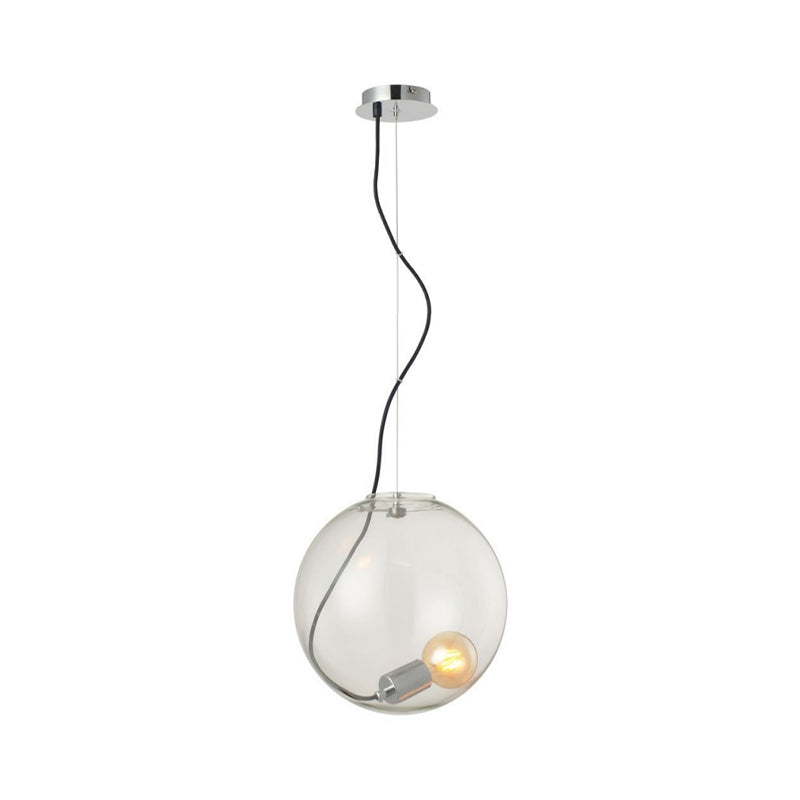 Sphere Dining Room Hanging Light Clear Glass 1 Bulb 8"/10"/12" Wide Simple Ceiling Pendant Clearhalo 'Ceiling Lights' 'Glass shade' 'Glass' 'Modern Pendants' 'Modern' 'Pendant Lights' 'Pendants' Lighting' 1937422