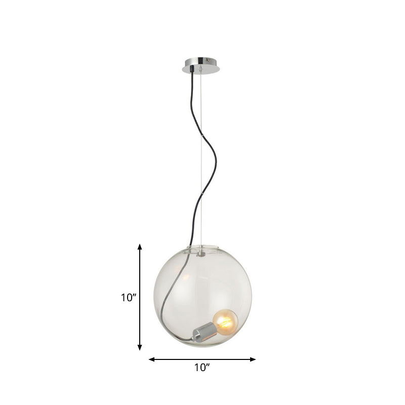 Sphere Dining Room Hanging Light Clear Glass 1 Bulb 8"/10"/12" Wide Simple Ceiling Pendant Clearhalo 'Ceiling Lights' 'Glass shade' 'Glass' 'Modern Pendants' 'Modern' 'Pendant Lights' 'Pendants' Lighting' 1937424