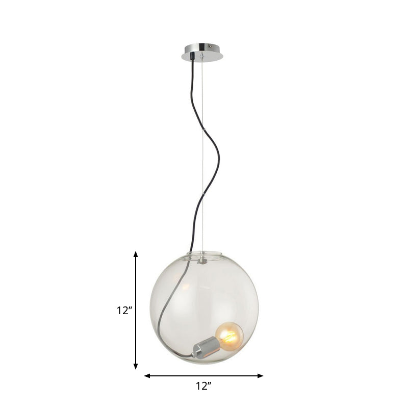 Sphere Dining Room Hanging Light Clear Glass 1 Bulb 8"/10"/12" Wide Simple Ceiling Pendant Clearhalo 'Ceiling Lights' 'Glass shade' 'Glass' 'Modern Pendants' 'Modern' 'Pendant Lights' 'Pendants' Lighting' 1937425