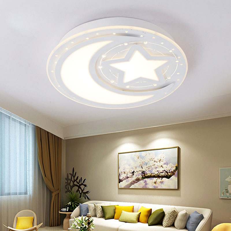 Modern White LED Ceiling Lamp Star and Crescent Metal Flush Ceiling Light for Corridor White Clearhalo 'Ceiling Lights' 'Close To Ceiling Lights' 'Close to ceiling' 'Flush mount' Lighting' 193748