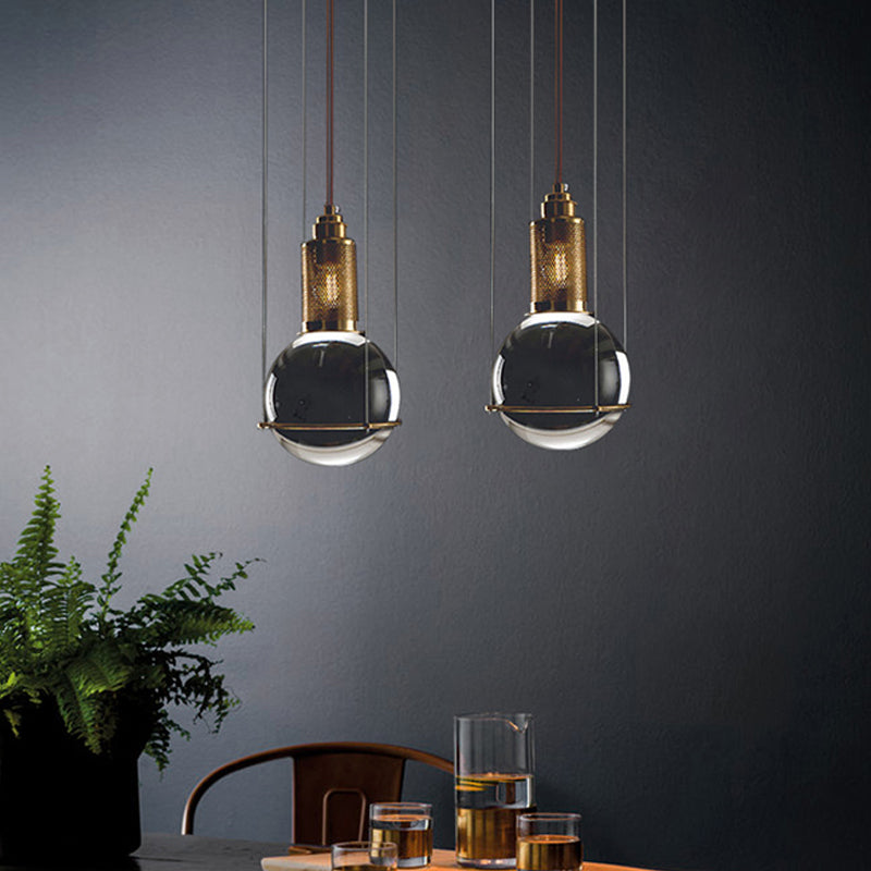 Ball Pendant Ceiling Light Postmodern Clear Glass Single Gold Hanging Lamp Kit with Mesh Top Clearhalo 'Ceiling Lights' 'Glass shade' 'Glass' 'Modern Pendants' 'Modern' 'Pendant Lights' 'Pendants' Lighting' 1937494