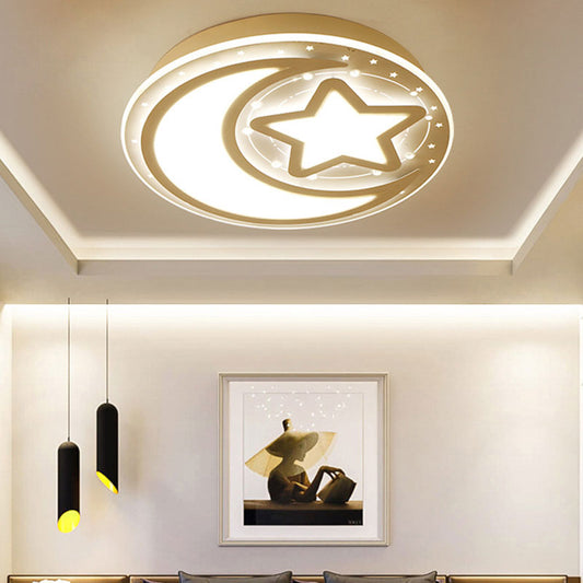 Modern White LED Ceiling Lamp Star and Crescent Metal Flush Ceiling Light for Corridor Clearhalo 'Ceiling Lights' 'Close To Ceiling Lights' 'Close to ceiling' 'Flush mount' Lighting' 193749