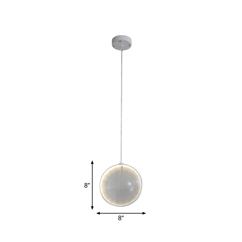 Clear Glass Lens Pendulum Light Simplicity 8"/10"/12" Wide 1 Bulb White Hanging Pendant Light for Bedroom Clearhalo 'Ceiling Lights' 'Glass shade' 'Glass' 'Modern Pendants' 'Modern' 'Pendant Lights' 'Pendants' Lighting' 1937501