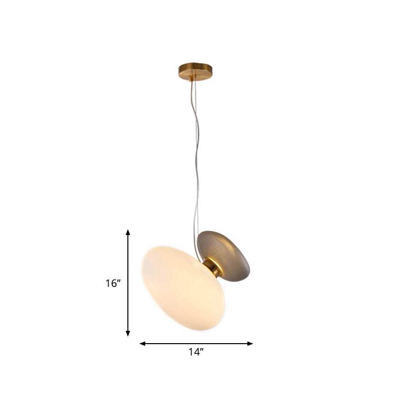 2 Bulbs Dining Room Pendant Light Post-Modern Brass Suspension Lighting with Pebble Light-Blue/Cream Glass Shade Clearhalo 'Ceiling Lights' 'Glass shade' 'Glass' 'Modern Pendants' 'Modern' 'Pendant Lights' 'Pendants' Lighting' 1937512