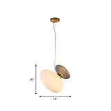 2 Bulbs Dining Room Pendant Light Post-Modern Brass Suspension Lighting with Pebble Light-Blue/Cream Glass Shade Clearhalo 'Ceiling Lights' 'Glass shade' 'Glass' 'Modern Pendants' 'Modern' 'Pendant Lights' 'Pendants' Lighting' 1937512